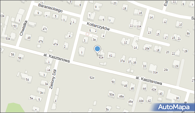 Kraków, Aleja Kasztanowa, 41b, mapa Krakowa