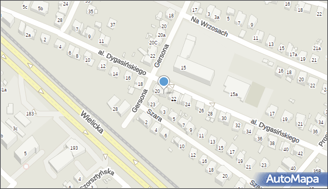 Kraków, Aleja Dygasińskiego Adolfa, 20a, mapa Krakowa
