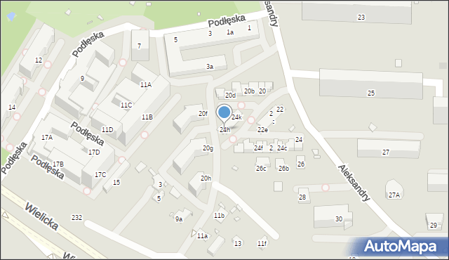 Kraków, Aleksandry, 24h, mapa Krakowa