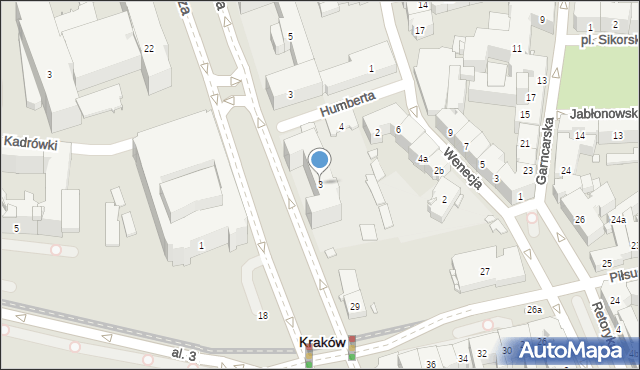 Kraków, Aleja Mickiewicza Adama, 3, mapa Krakowa