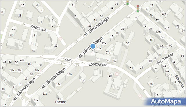 Kraków, Aleja Słowackiego Juliusza, 15, mapa Krakowa