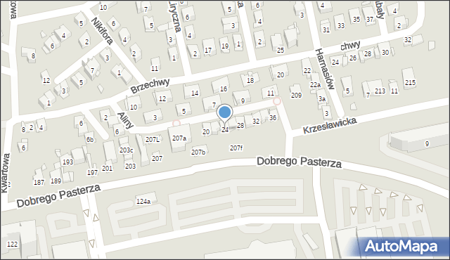 Kraków, Aliny, 24, mapa Krakowa