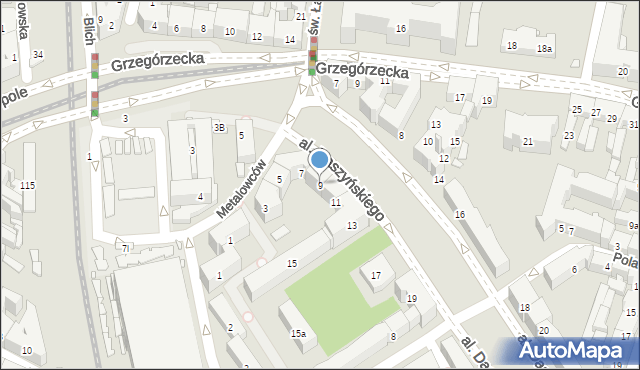 Kraków, Aleja Daszyńskiego Ignacego, 9, mapa Krakowa