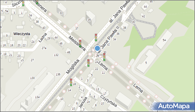 Kraków, Aleja Jana Pawła II, 26, mapa Krakowa