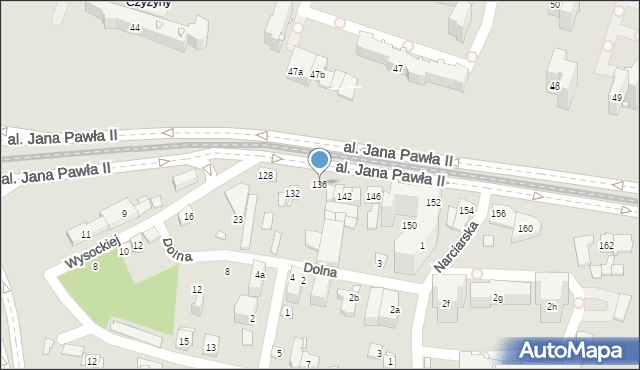 Kraków, Aleja Jana Pawła II, 136, mapa Krakowa