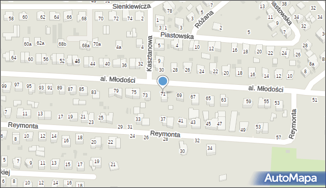 Kraśnik, Aleja Młodości, 71, mapa Kraśnik