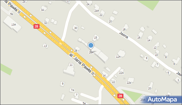 Krosno, Aleja Jana Pawła II, 28A, mapa Krosna