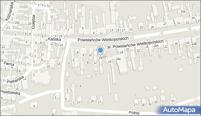 Krotoszyn, Aleja Powstańców Wielkopolskich, 14, mapa Krotoszyna