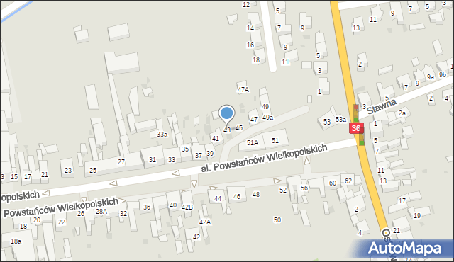 Krotoszyn, Aleja Powstańców Wielkopolskich, 43, mapa Krotoszyna