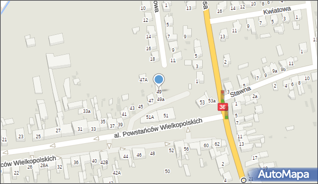 Krotoszyn, Aleja Powstańców Wielkopolskich, 49, mapa Krotoszyna