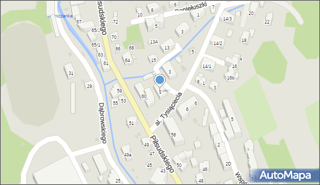 Krynica-Zdrój, Aleja Tysiąclecia, 1, mapa Krynica-Zdrój