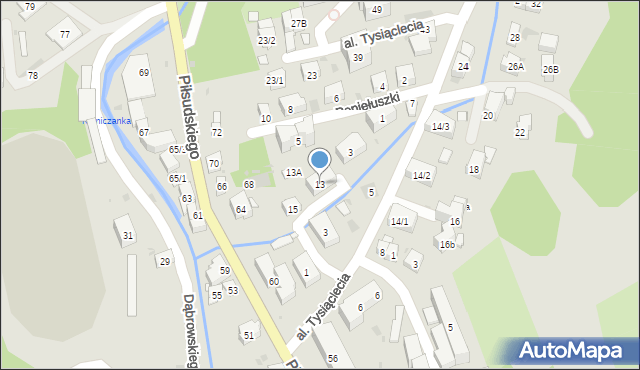 Krynica-Zdrój, Aleja Tysiąclecia, 13, mapa Krynica-Zdrój