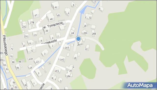 Krynica-Zdrój, Aleja Tysiąclecia, 20, mapa Krynica-Zdrój