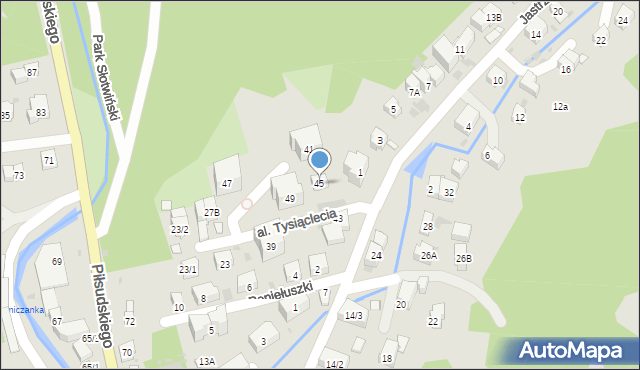 Krynica-Zdrój, Aleja Tysiąclecia, 45, mapa Krynica-Zdrój