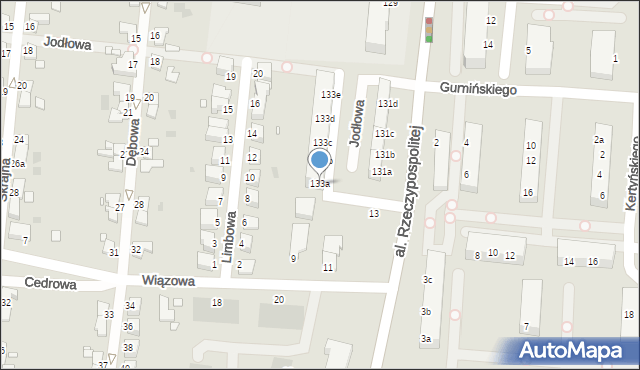 Legnica, Aleja Rzeczypospolitej, 133a, mapa Legnicy