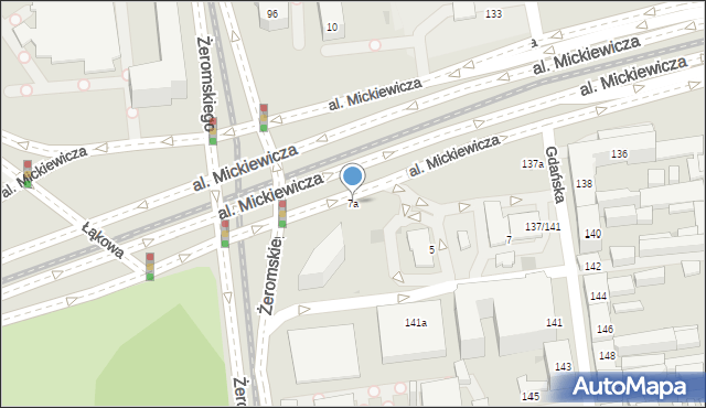 Łódź, Aleja Mickiewicza Adama, 7a, mapa Łodzi