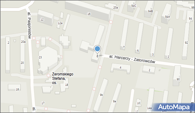 Łódź, Aleja Harcerzy - Zatorowców, 6, mapa Łodzi