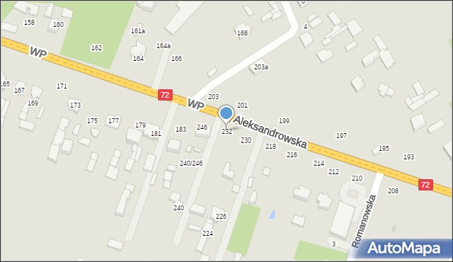 Łódź, Aleksandrowska, 232, mapa Łodzi