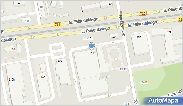 Łódź, Aleja Piłsudskiego Józefa, marsz., 153, mapa Łodzi