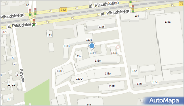 Łódź, Aleja Piłsudskiego Józefa, marsz., 133H, mapa Łodzi