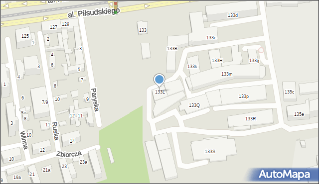 Łódź, Aleja Piłsudskiego Józefa, marsz., 133L, mapa Łodzi