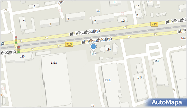 Łódź, Aleja Piłsudskiego Józefa, marsz., 137, mapa Łodzi