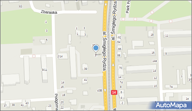 Łódź, Aleja Śmigłego-Rydza Edwarda, marsz., 37, mapa Łodzi