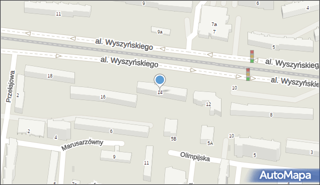 Łódź, Aleja Wyszyńskiego Stefana, ks. kard., 14, mapa Łodzi