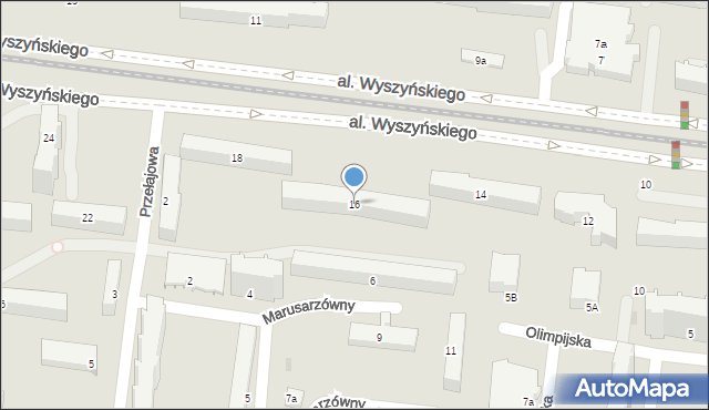 Łódź, Aleja Wyszyńskiego Stefana, ks. kard., 16, mapa Łodzi