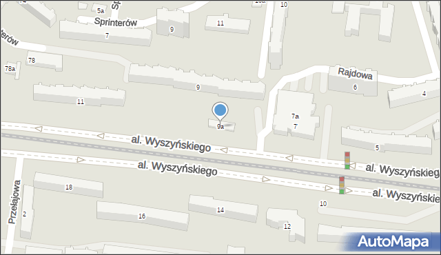 Łódź, Aleja Wyszyńskiego Stefana, ks. kard., 9a, mapa Łodzi