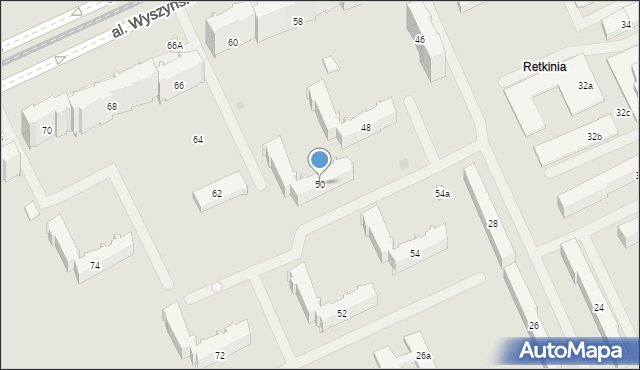 Łódź, Aleja Wyszyńskiego Stefana, ks. kard., 50, mapa Łodzi