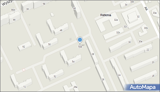 Łódź, Aleja Wyszyńskiego Stefana, ks. kard., 54a, mapa Łodzi