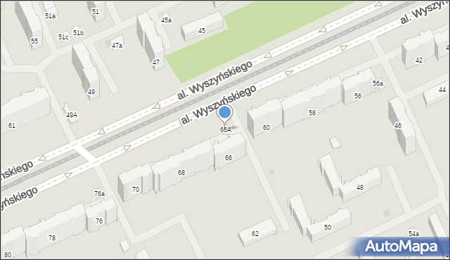 Łódź, Aleja Wyszyńskiego Stefana, ks. kard., 66A, mapa Łodzi