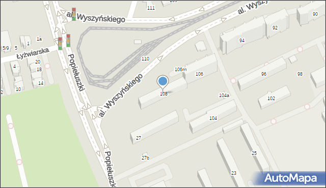 Łódź, Aleja Wyszyńskiego Stefana, ks. kard., 108, mapa Łodzi