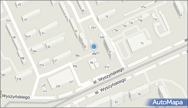 Łódź, Aleja Wyszyńskiego Stefana, ks. kard., 99a, mapa Łodzi