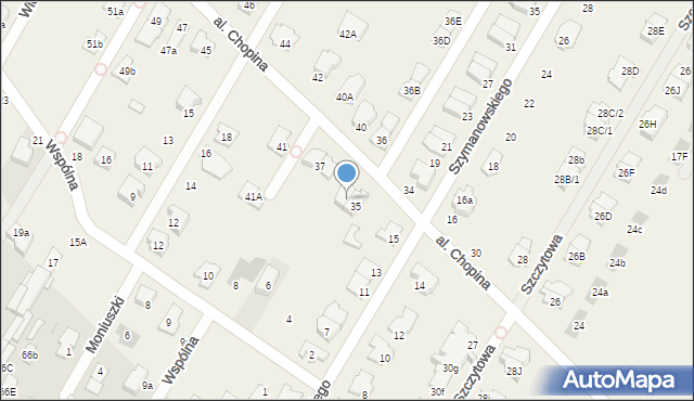 Łomianki Dolne, Aleja Chopina Fryderyka, 35b, mapa Łomianki Dolne
