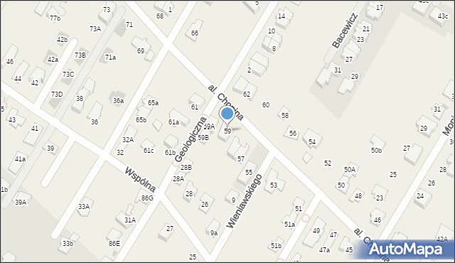 Łomianki Dolne, Aleja Chopina Fryderyka, 59, mapa Łomianki Dolne