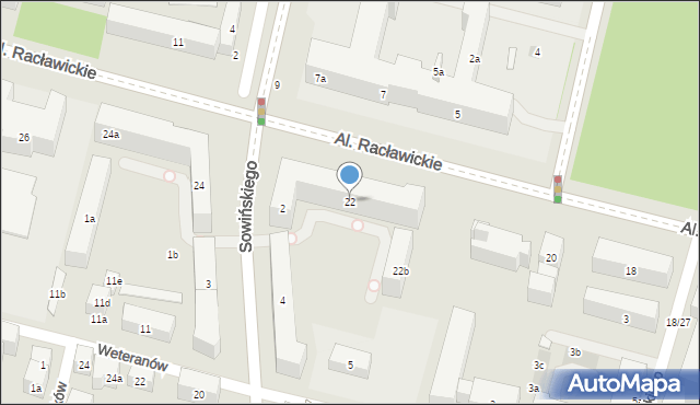 Lublin, Aleje Racławickie, 22, mapa Lublina