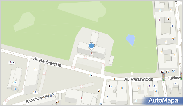 Lublin, Aleje Racławickie, 1, mapa Lublina