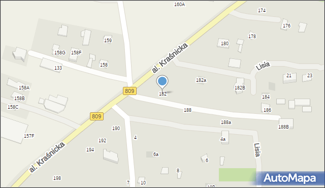 Lublin, Aleja Kraśnicka, 182, mapa Lublina