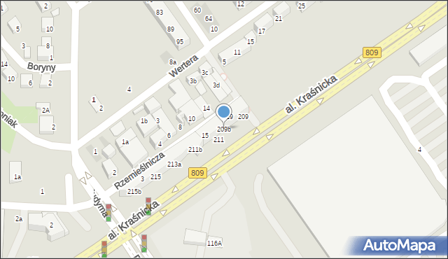 Lublin, Aleja Kraśnicka, 209b, mapa Lublina