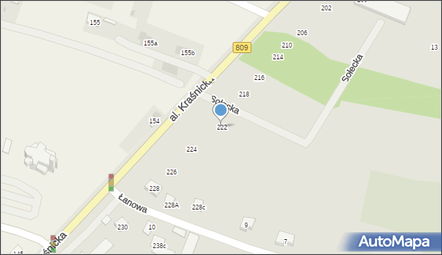 Lublin, Aleja Kraśnicka, 222, mapa Lublina