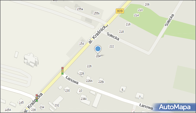 Lublin, Aleja Kraśnicka, 224, mapa Lublina