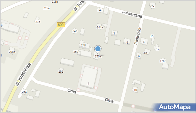 Lublin, Aleja Kraśnicka, 250a, mapa Lublina