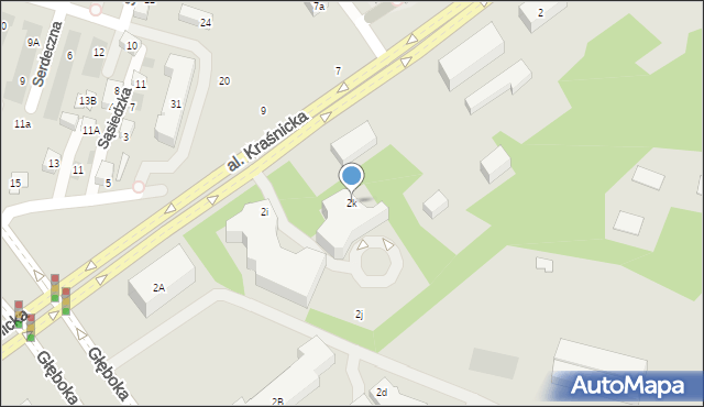 Lublin, Aleja Kraśnicka, 2k, mapa Lublina