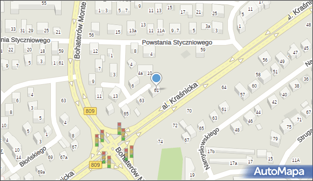 Lublin, Aleja Kraśnicka, 61, mapa Lublina