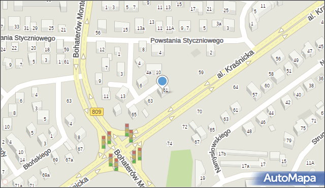 Lublin, Aleja Kraśnicka, 61A, mapa Lublina