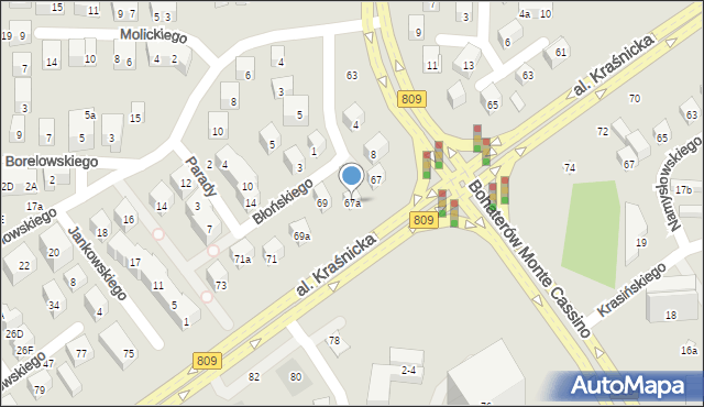 Lublin, Aleja Kraśnicka, 67a, mapa Lublina