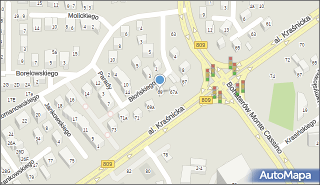 Lublin, Aleja Kraśnicka, 69, mapa Lublina