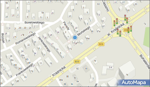 Lublin, Aleja Kraśnicka, 71a, mapa Lublina